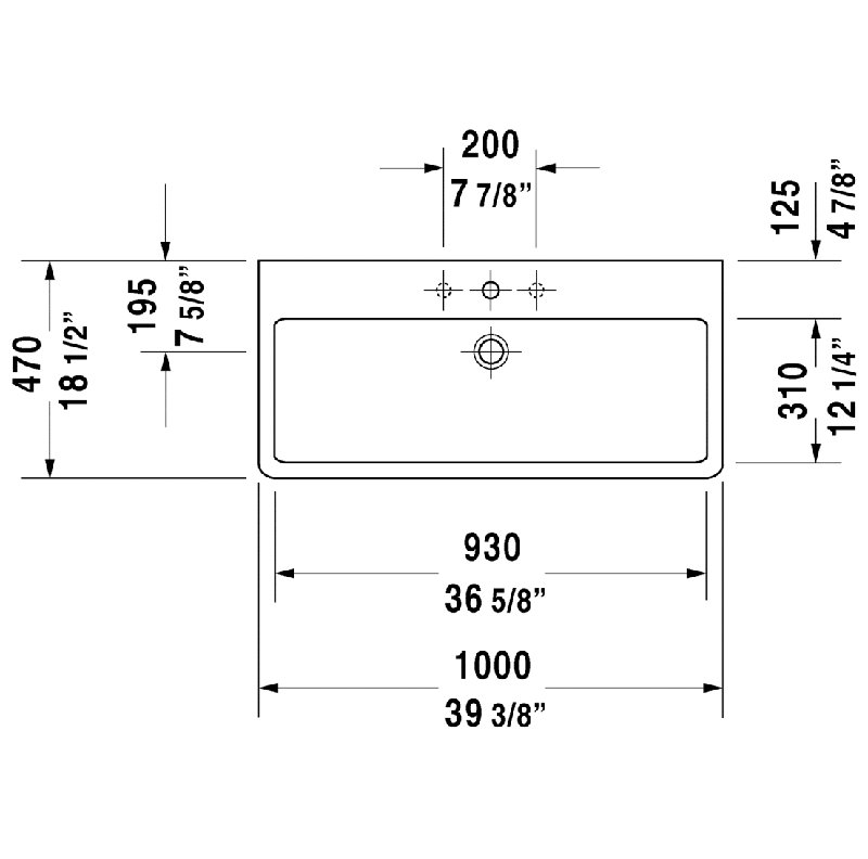 Duravit Vero Ceramic Rectangular Vessel Bathroom Sink with Overflow